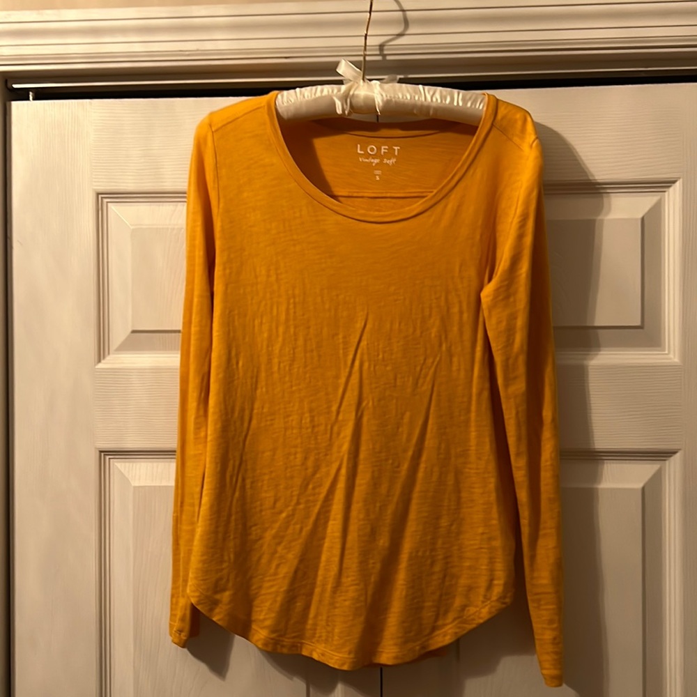 Loft Vintage Soft Mustard Yellow Tee size small